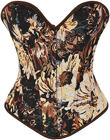 Alivila.Y Fashion Womens Vintage Floral Denim Overbust Corset Bustier Top | Amazon (US)