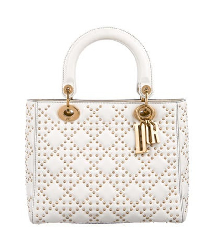 Christian Dior 2017 Studded Medium Lady Dior Bag gold Christian Dior 2017 Studded Medium Lady Dior Bag | The RealReal