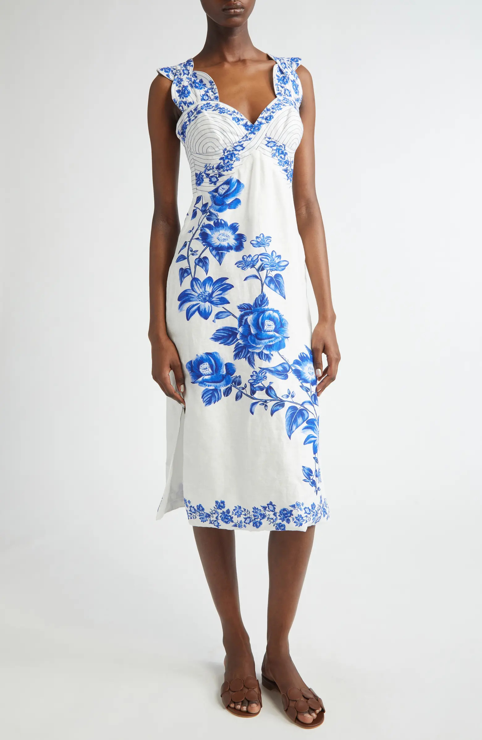 Floral Cascade Linen Dress | Nordstrom