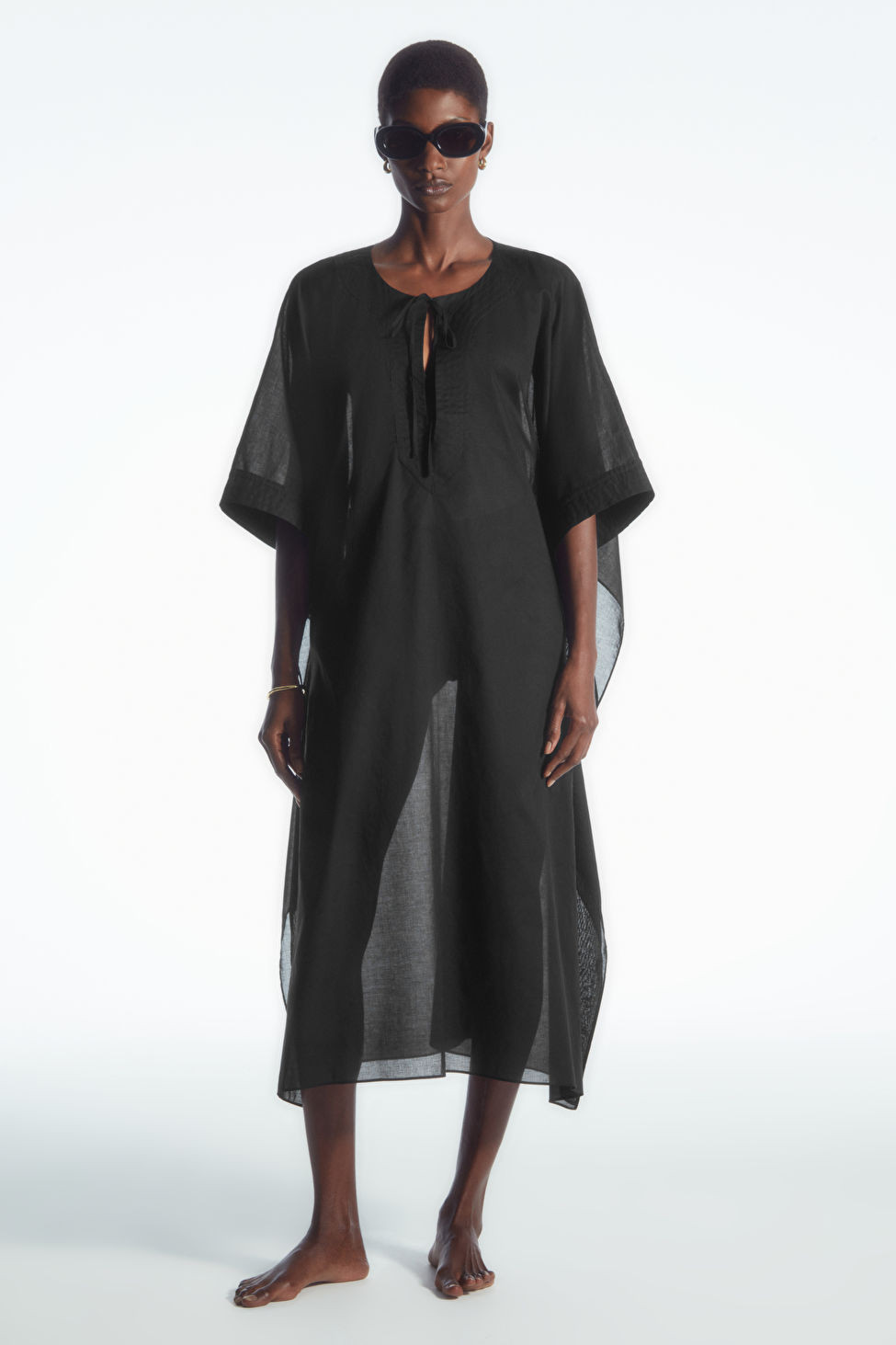 TIE-DETAIL KAFTAN - BLACK - COS | COS UK