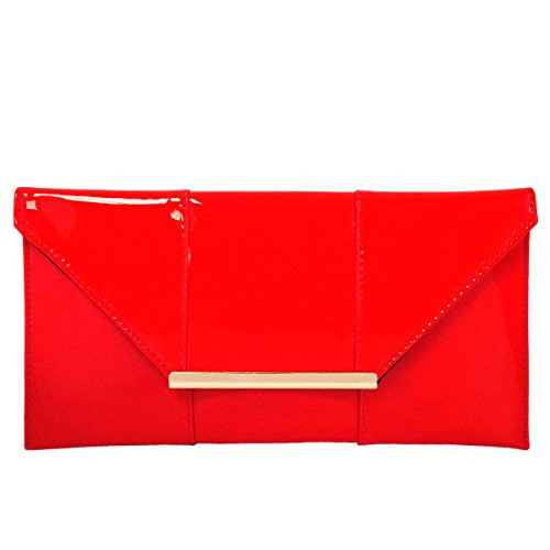 Faux Patent Leather Envelope Candy Clutch, Red | Amazon (US)