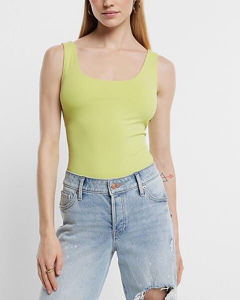 High Compression Body Contour Matte Scoop Neck Thong Bodysuit | Express