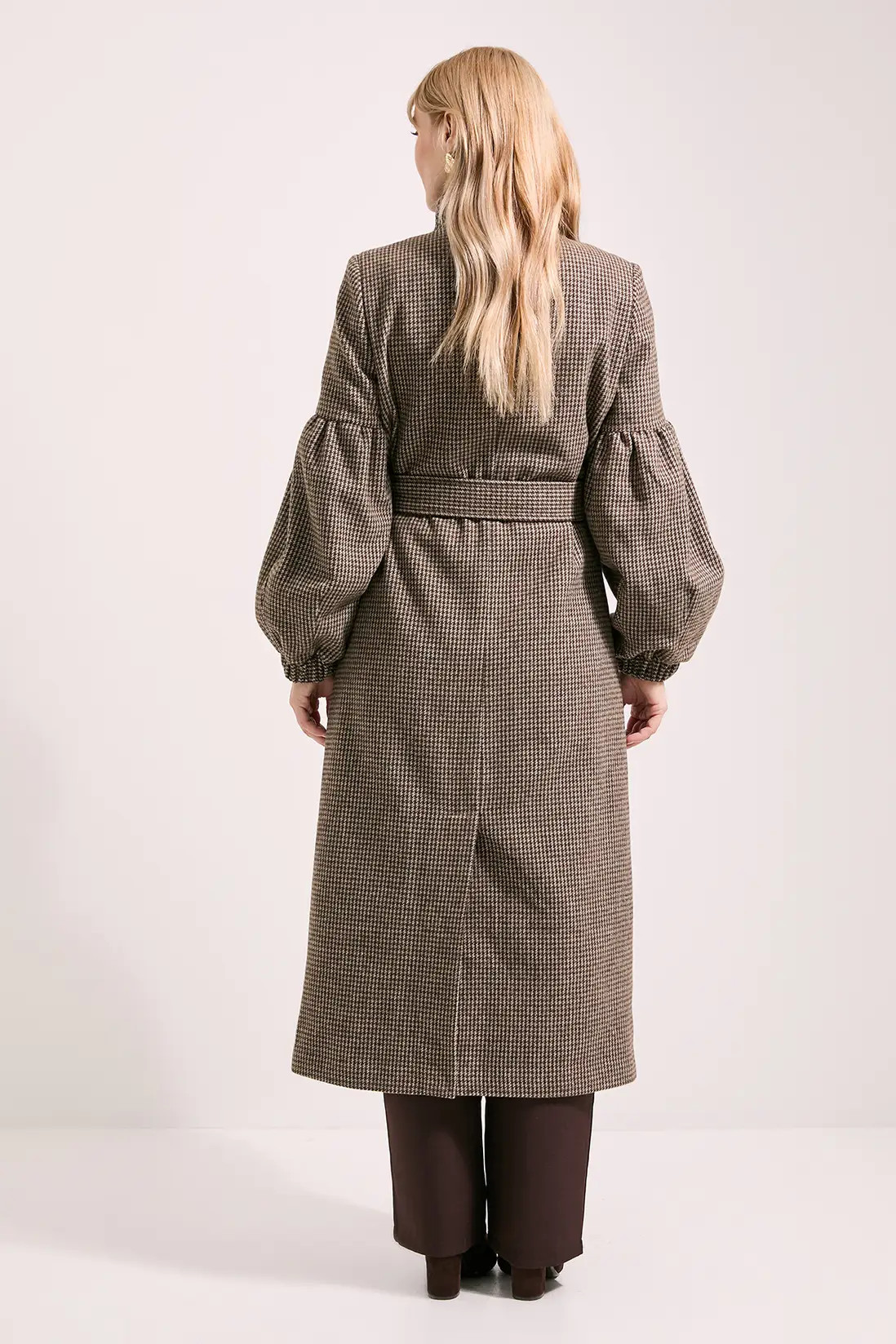 Principles by Wallis Check Balloon Sleeve Coat | boohoo (US & Canada)