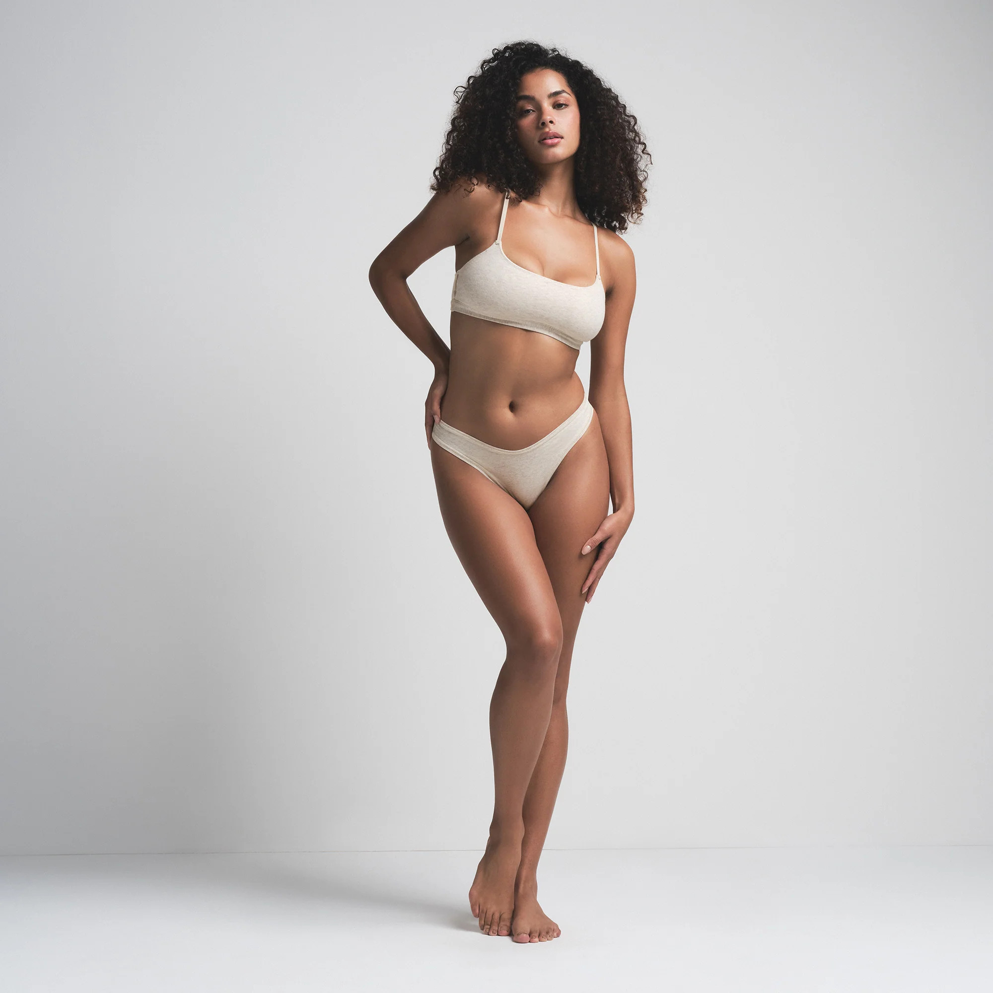 COTTON JERSEY SCOOP BRALETTE 2-PACK | HEATHER OATMEAL AND SPRUCE | SKIMS (US)