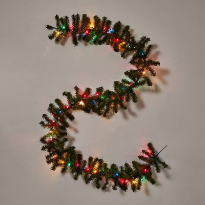 9' Pre-Lit Artificial Pine Christmas Garland Green with Multicolor Lights - Wondershop™ | Target