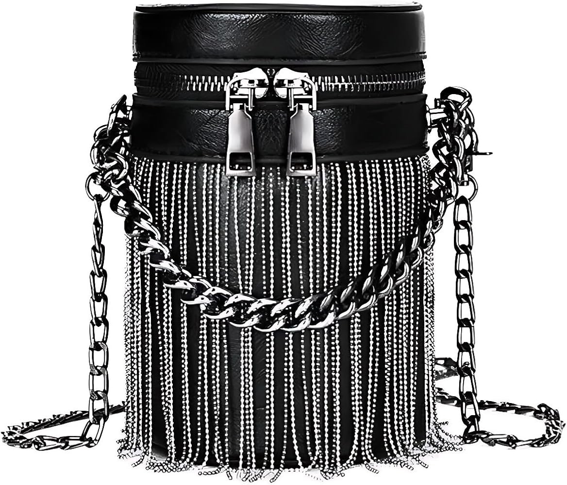 FONETTOS Y2K Punk Bag Tassel Totes Gothic Fringe Bag Women Shoulder Funky Bags Sourpuss Rock Fash... | Amazon (US)