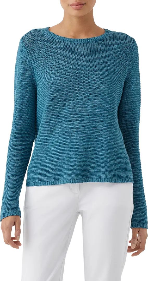 Textured Crewneck Organic Linen & Cotton Sweater | Nordstrom