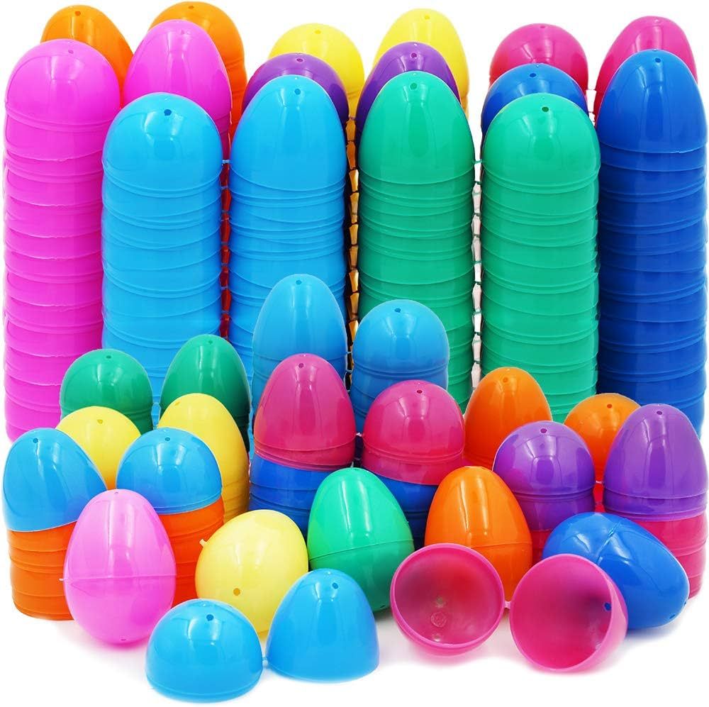 The Dreidel Company Fillable Easter Eggs with Hinge Bulk Colorful Bright Plastic Easter Eggs, Per... | Amazon (US)