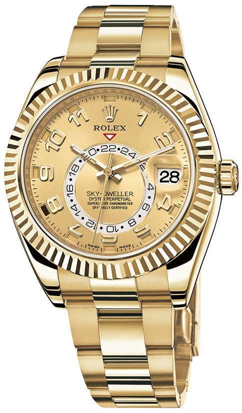 Rolex Sky Dweller Champagne Dial 18K Yellow Gold Oyster Bracelet Automatic Mens Watch 3269 | Jomashop.com & JomaDeals.com