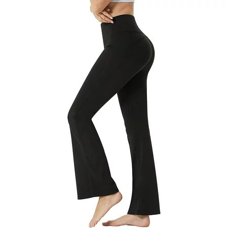 LANBAOSI Women Black Yoga Pants Flare Legging Wide Leg Sweatpants Dress Pants for Work Size M | Walmart (US)
