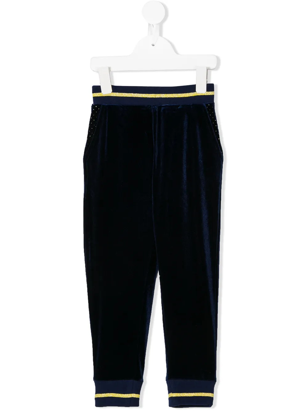 Monnalisa glitter trim track pants - Blue | FarFetch US