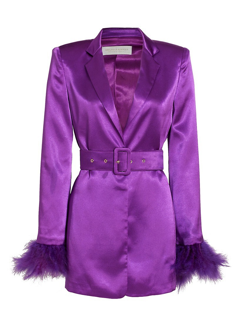 Odessa Feather-Cuff Belted Blazer | Saks Fifth Avenue