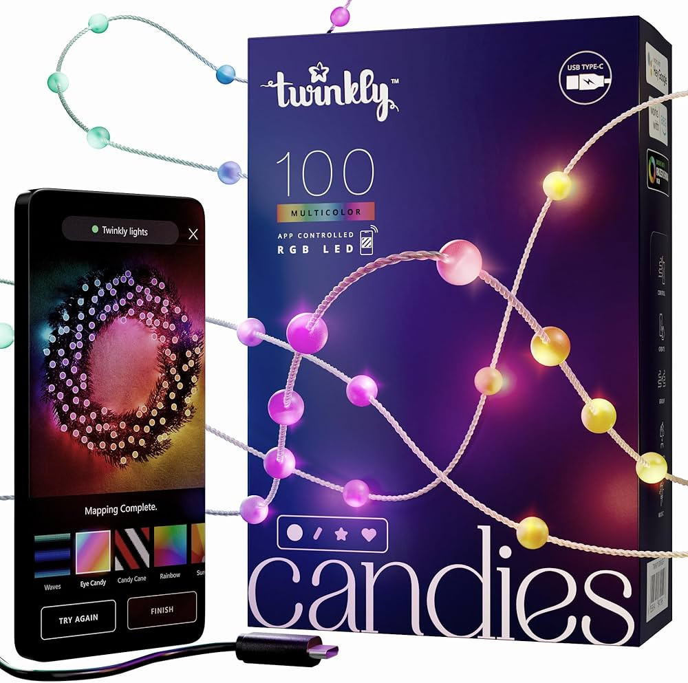 Twinkly Candies – App-Controlled Pearl-Shaped LED Light String with 100 RGB (16 Million Colors)... | Amazon (US)