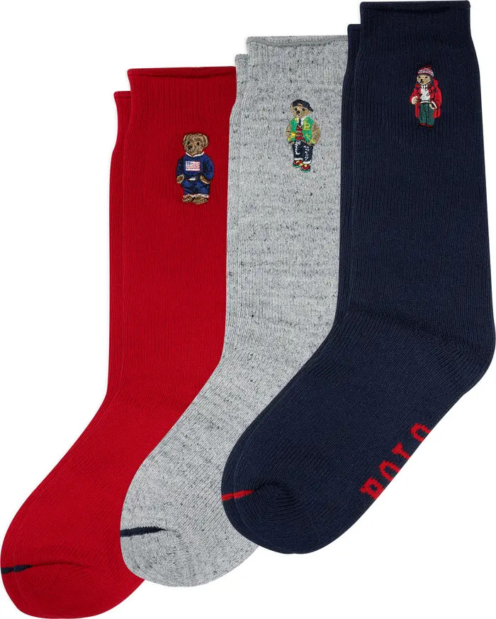 Polo Ralph Lauren Assorted 3-Pack Cotton Blend Crew Socks Gift Box | Nordstrom | Nordstrom