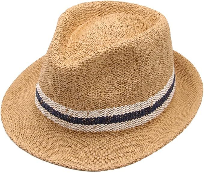 NAMANANA Fashion Panama Hat Fedora UV Protect Summer Sun Hats Male Women Beach Visor Trilby Cap | Amazon (US)