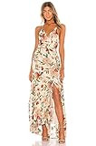 ASTR the label Women's Sleeveless Surplice V Neck Frolic Faux WRAP Maxi Dress, Cream-Ruby Floral, L | Amazon (US)