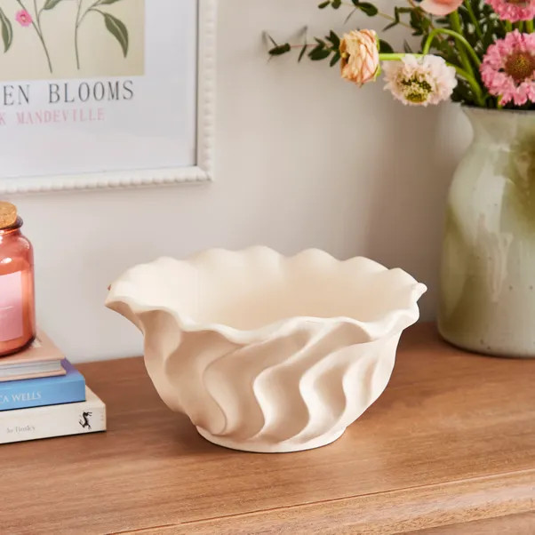 Organic Twist Ceramic Decorative Bowl | Dunelm