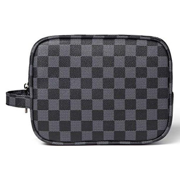 Daisy Rose Luxury Checkered Make Up Bag | PU Vegan Leather Cosmetic toiletry Travel bag (Black) | Walmart (US)