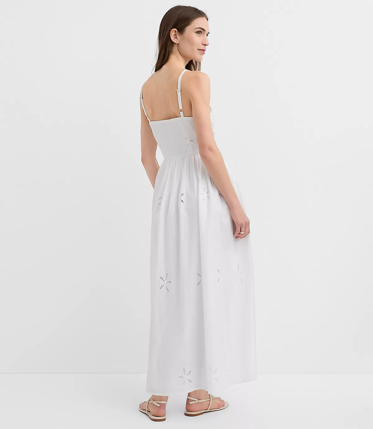 Floral Eyelet Strappy Midi Dress | LOFT