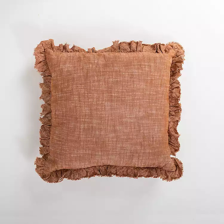 Spice Chambray Ruffle Edge Pillow | Kirkland's Home