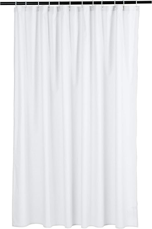 Amazon Basics Lightweight Super Soft Easy Care Microfiber Waffle Texture Shower Curtain - White | Amazon (US)