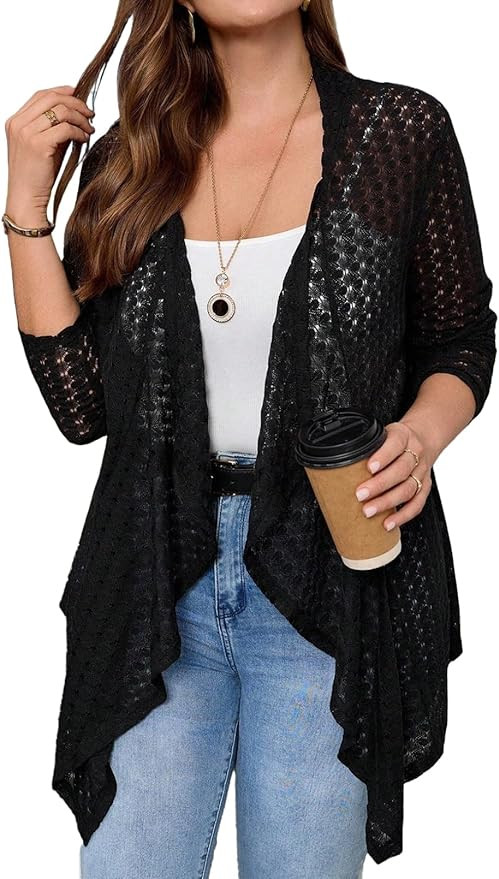 Eytino Plus Size Cardigan for Women Lightweight Half Sleeve Summer Loose Kimono Cardigan Beach Co... | Amazon (US)
