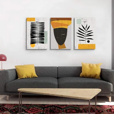 Framed Canvas Wall Art African Ethno Motive Wall Art Set, Abstract Ethno Art, African American Woman Portrait, Black Print, Contemporary Collage, Mini | Wayfair North America