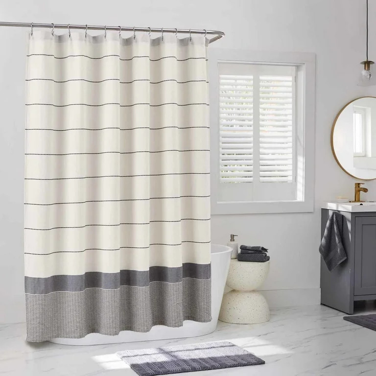 Better Homes & Gardens Maison Stripe Shower Curtain \u2013 Vanilla Dream & Rich Black \u2013 72" ... | Walmart (US)
