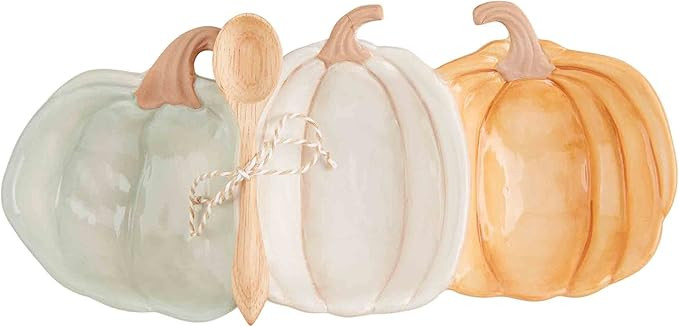 Mud Pie Triple Pumpkin Tidbit, dish 5" x 11" | spoon 5", Multi | Amazon (US)