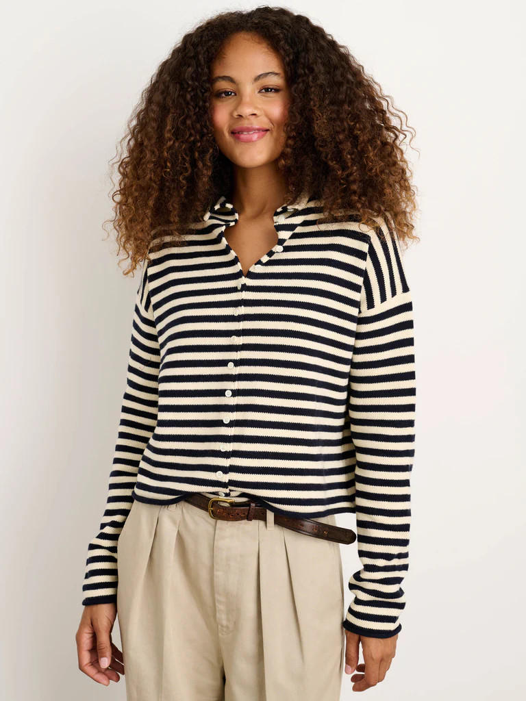 Taylor Striped Cardigan In Cotton Cashmere | Alex Mill