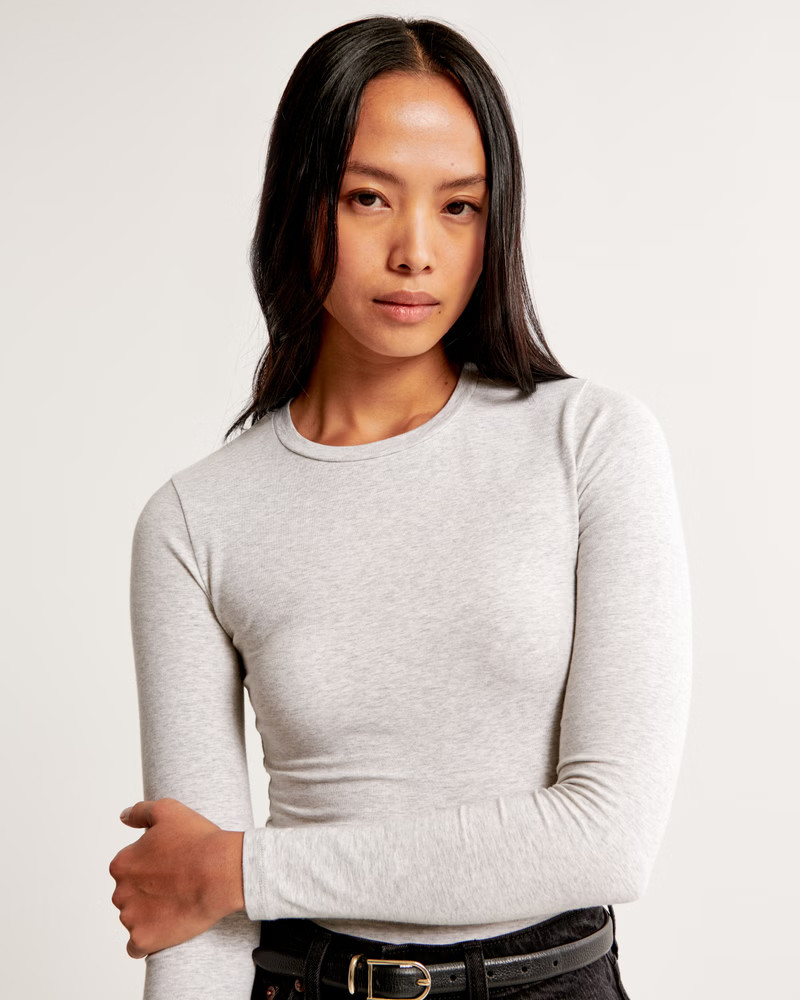 Women's Essential Long-Sleeve Tuckable Baby Tee | Women's Tops | Abercrombie.com | Abercrombie & Fitch (US)