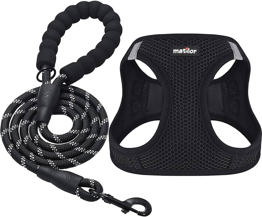Dog Harness Step-in Breathable Puppy Cat Dog Vest Harnesses for Small Medium Dogs Black | Amazon (US)