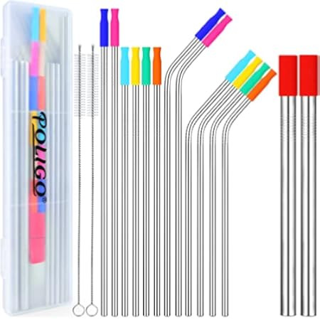 22Pcs Reusable Straws Tips, Silicone Straw Tips, Multi-color Food Grade Straws Tips Covers Only Fit  | Amazon (US)