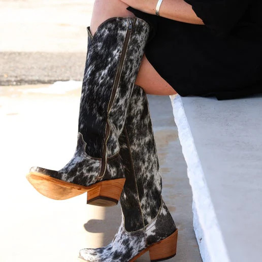 Liberty Black Kendra Cowhide Boots - White / Brown available at boltranchstore.com | Bolt Ranch Store