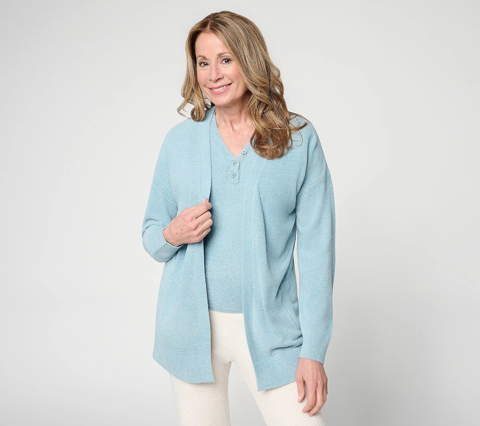 As Is Barefoot Dreams Petite CCUL Placed Stit Cardigan | QVC