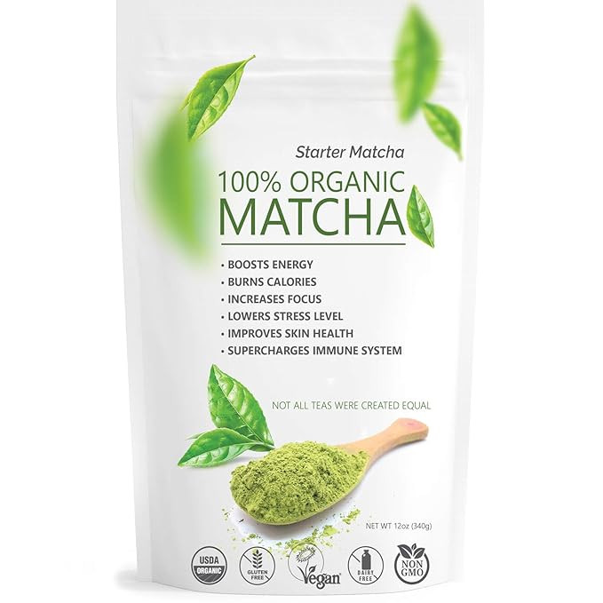 Starter Matcha Pure Organic Green Tea Powder - Culinary Grade 12oz | Amazon (US)