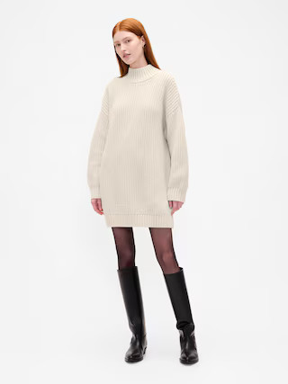 Oversized Turtleneck Mini Sweater Dress | Gap (CA)
