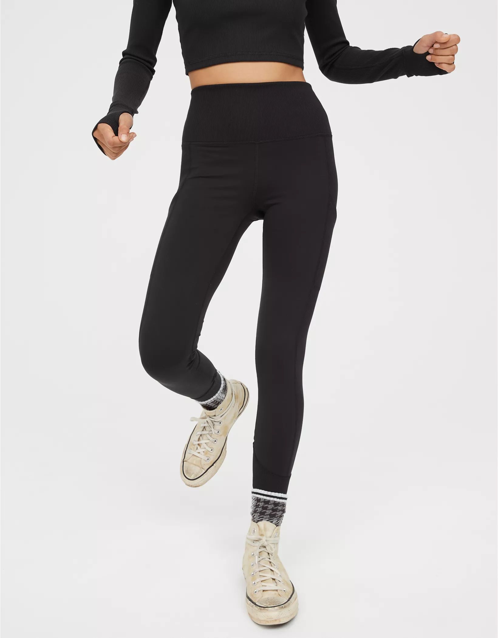 OFFLINE By Aerie The Hugger High Waisted Ribbed Legging | American Eagle Outfitters (US & CA)