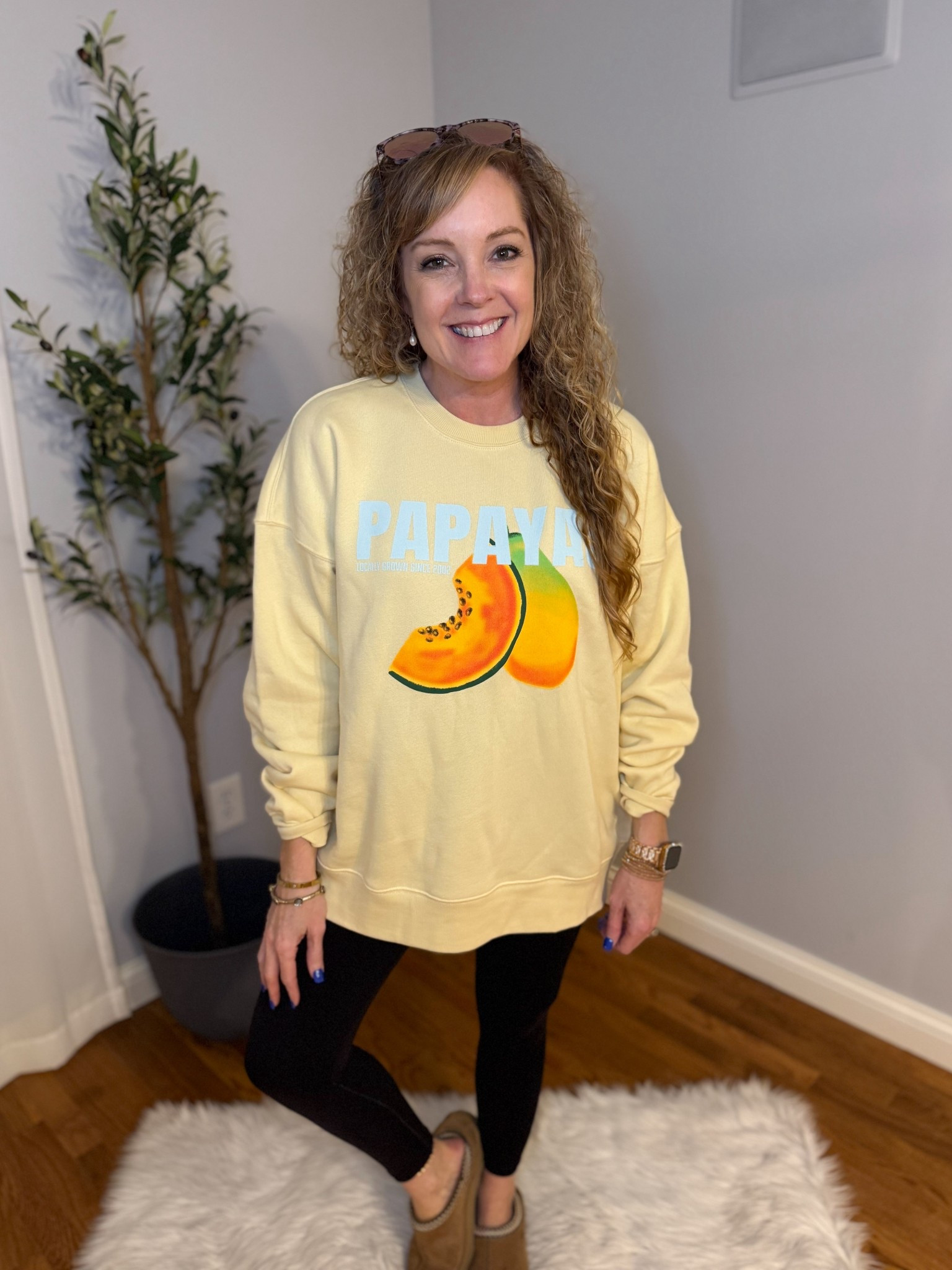 $28 Target 🎯 oversized sweatshirt  / comfy outfit / travel outfit / loungewear 

Sweatshirt- size small, fits oversized 
Leggings- size small, 25” tts 
Ugg slippers- wearing big kids size 6 

#LTKOver40 #LTKFindsUnder50 #LTKTravel