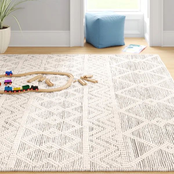 Latrissa Moroccan Handmade Flatweave Wool Charcoal/Cream Area Rug | Wayfair North America