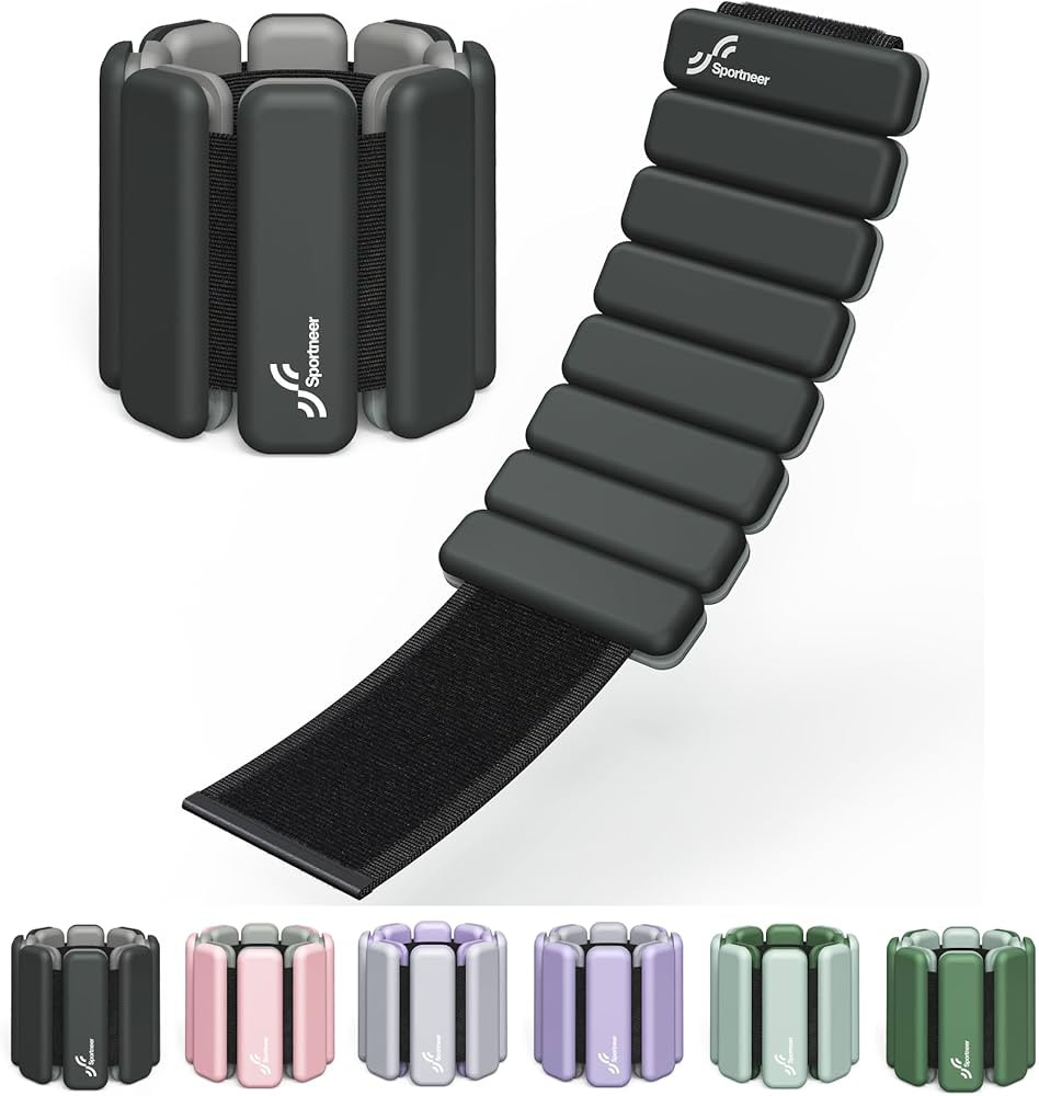 Sportneer Wrist & Ankle Weights - 1 Pair (1lb/2lb Each) | Adjustable Wearable Weights Silicone Wr... | Amazon (US)