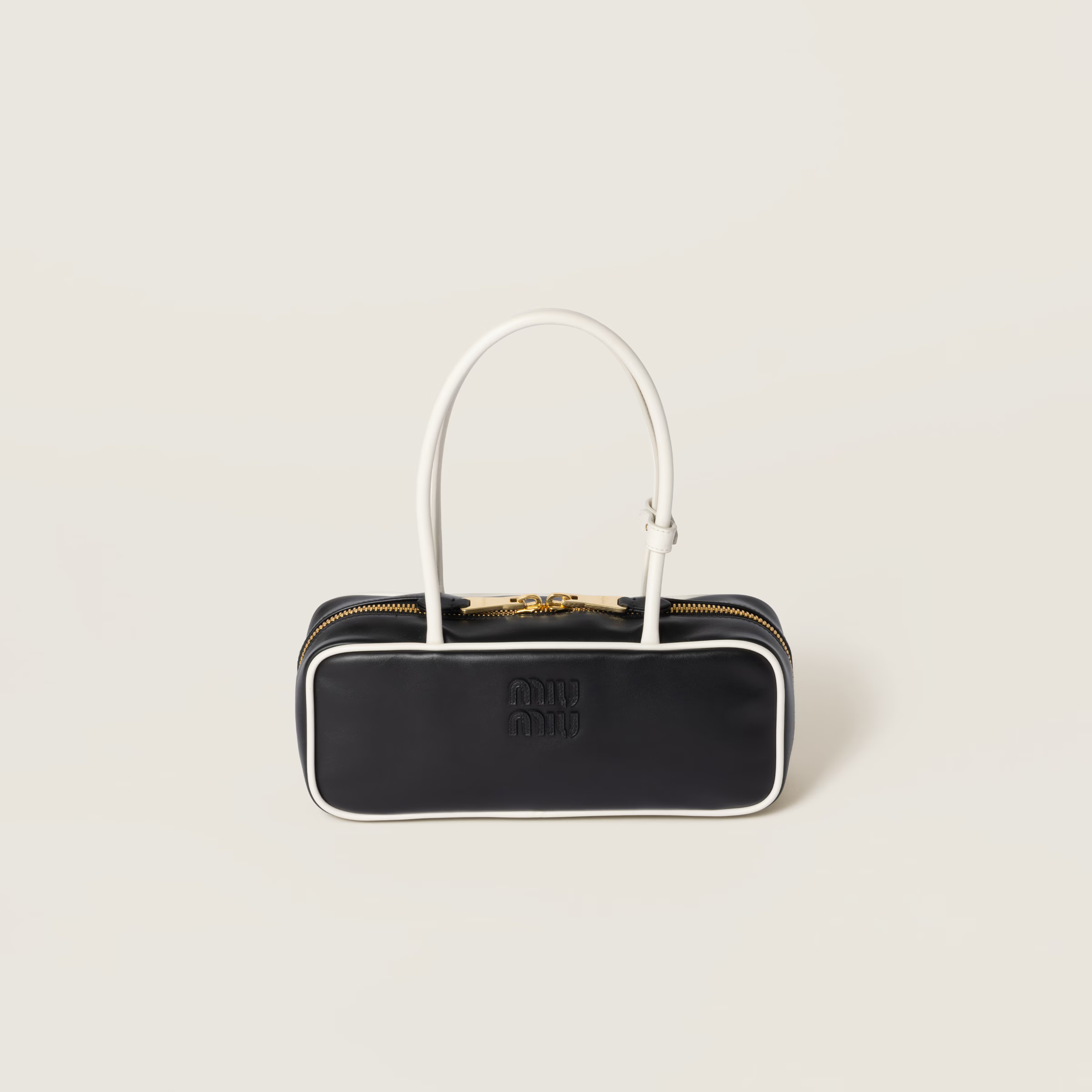 Black/white Beau Leather Bag | Miu Miu | Miu Miu US