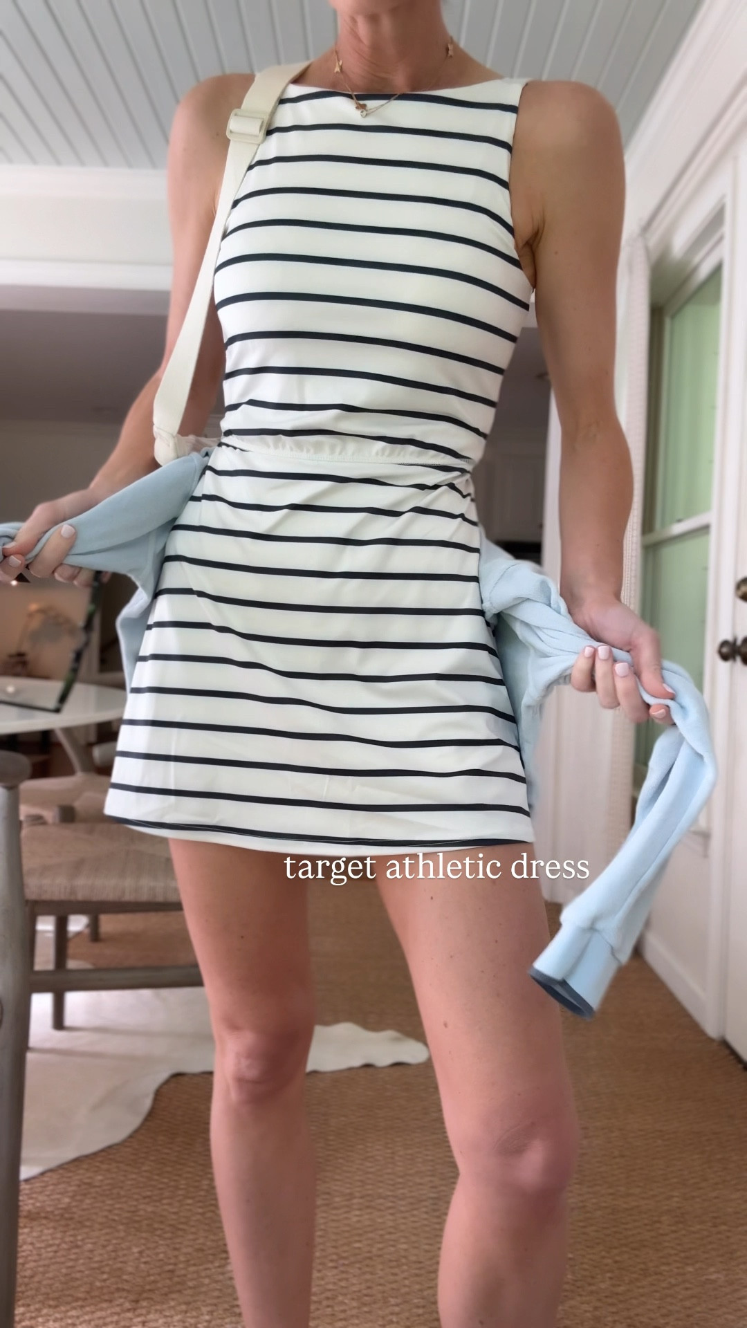 Built in bra - easy bathroom style shorts - size down for the best fit imo! In an XS! 