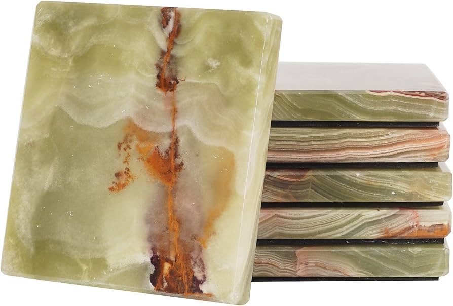 Radicaln Marble Coasters for Drinks 3.5 Inches Green Onyx Handmade Square Coasters Set of 6 for K... | Amazon (US)