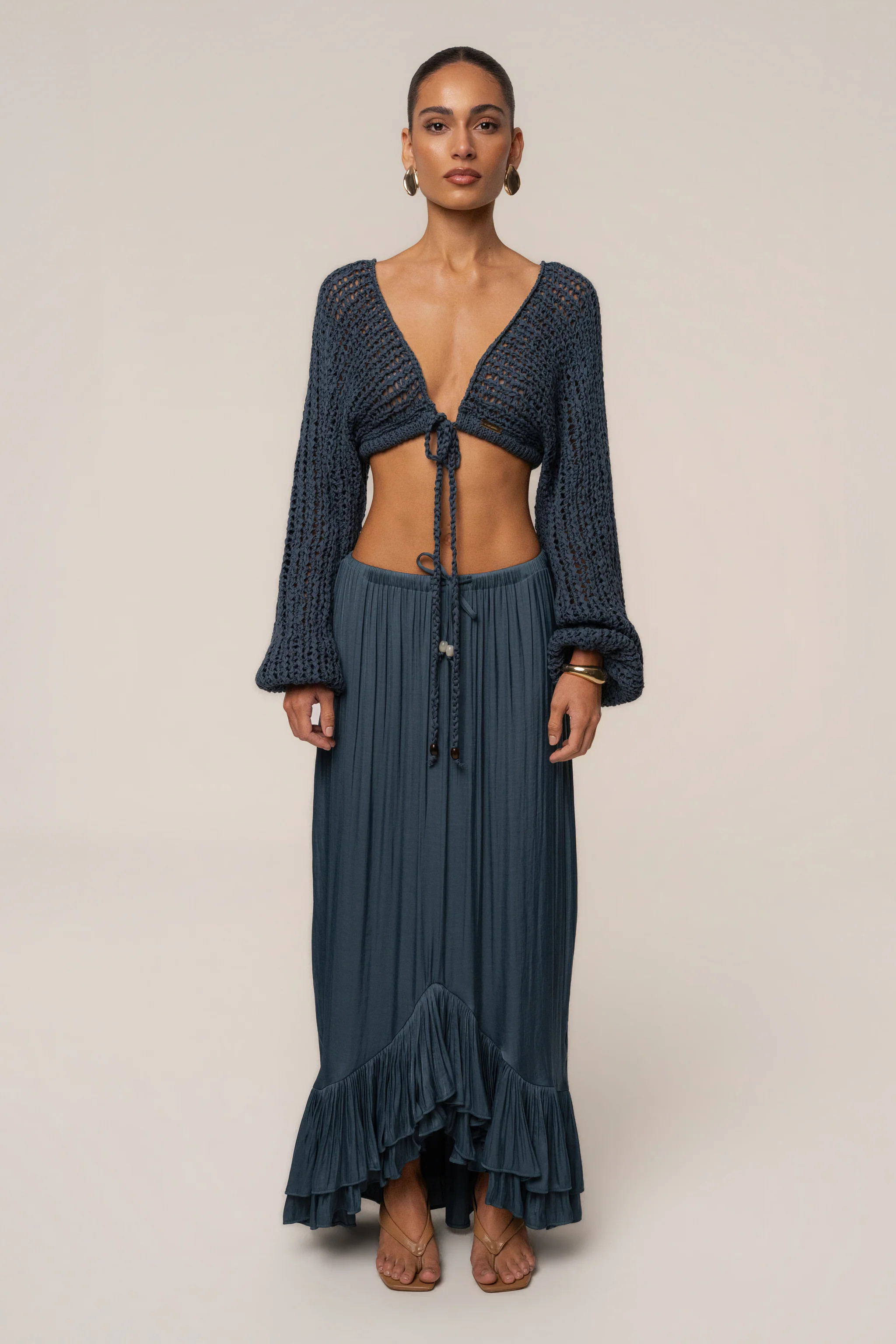 Teal Sun And Sand Maxi Skirt | JLUXLABEL US