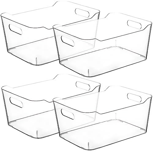 Clear Storage Bins, Pantry Organizers and Storage Containers Fridge Organizer Bins Kitchen Organization Cabinet Organizer Bin for organizing Cleaning Supplies Home Kitchen Refrigerator Containers | Amazon (US)