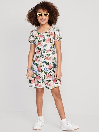 Puff-Sleeve Button-Front Fit &#x26; Flare Dress for Girls | Old Navy (US)
