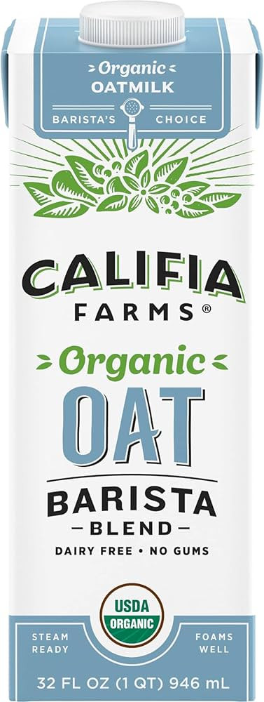 Califia Farms - Organic Oat Barista Blend Oat Milk, 32 oz, Shelf Stable, Dairy Free, Plant Based,... | Amazon (US)