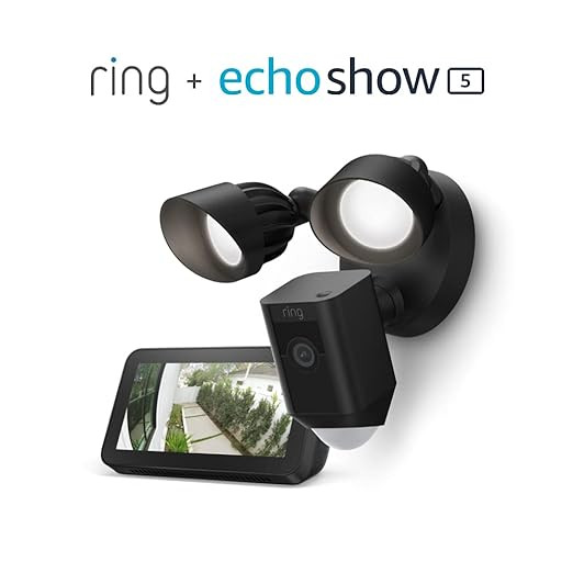 Ring Floodlight Cam Wired Plus (Black) bundle with Echo Show 5 (2nd Gen) | Amazon (US)