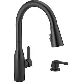 Delta Marca Single-Handle Pull-Down Sprayer Kitchen Faucet with ShieldSpray Technology in Matte B... | The Home Depot